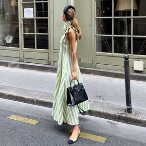 Maria de la Orden | Mizou Dress Green Stripes